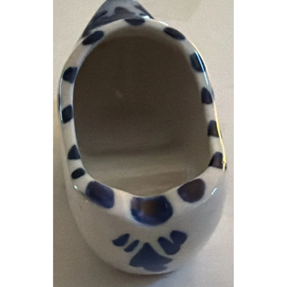 Vintage Hand Painted Delft Blue And White Ceramic Clog Ashtray 4” Long